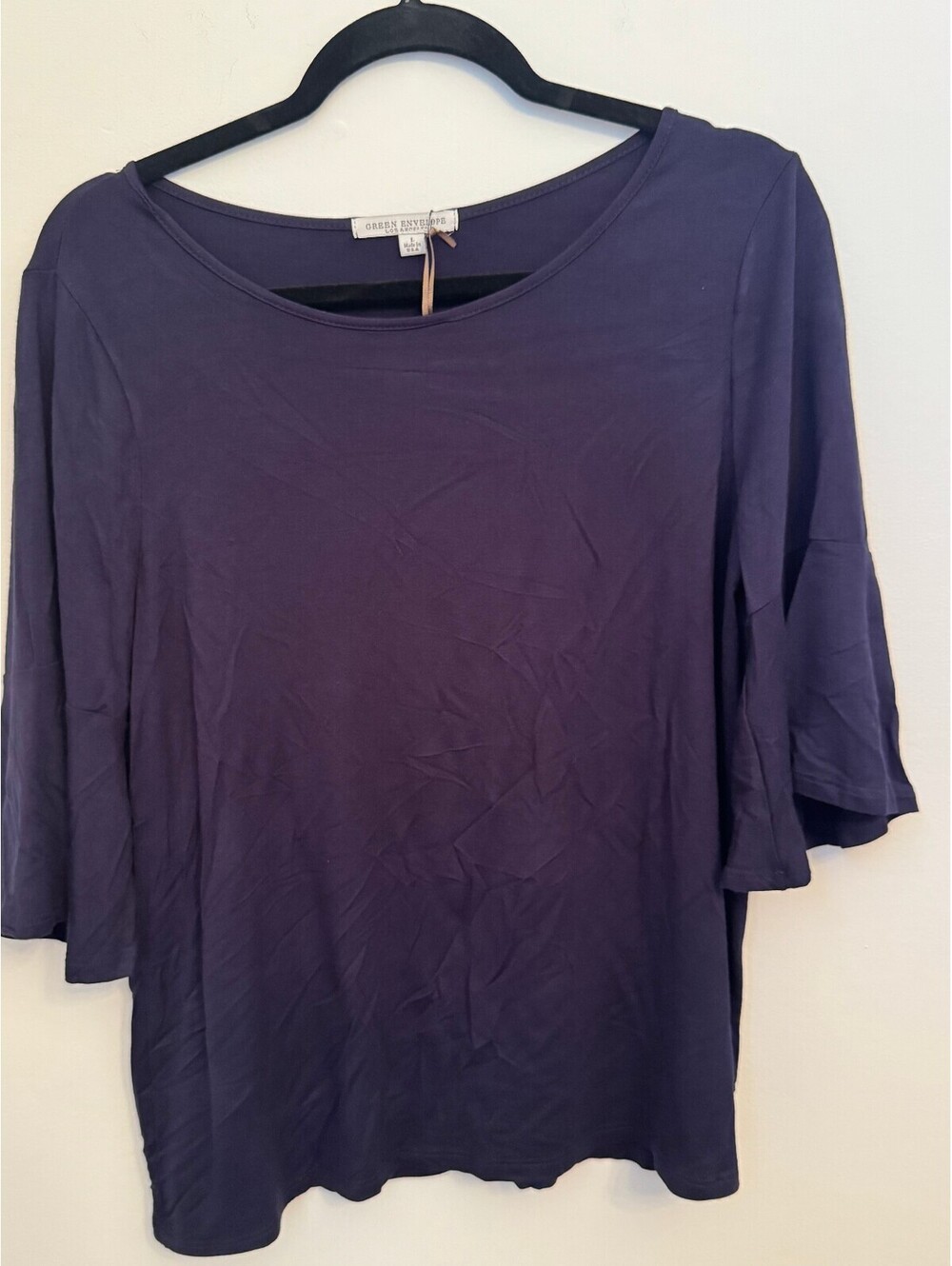 Green Envelope black bell sleeve top